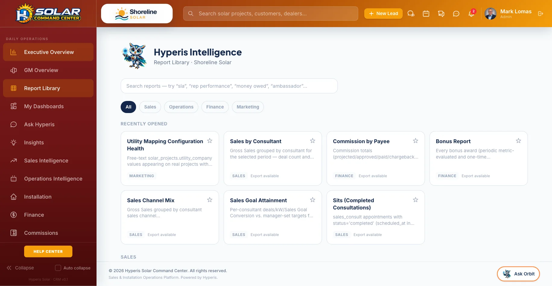 Command Center: Report library — Dozens of ready-made reports across sales and operations